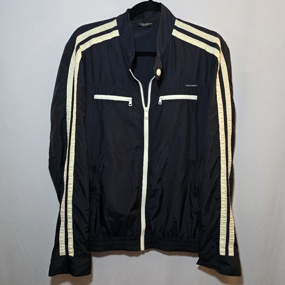 Dolce & Gabbana Other - Dolce & Gabbana Mens Navy White Stripe Track Jacket Coat Zip Up, sz 48 unisex